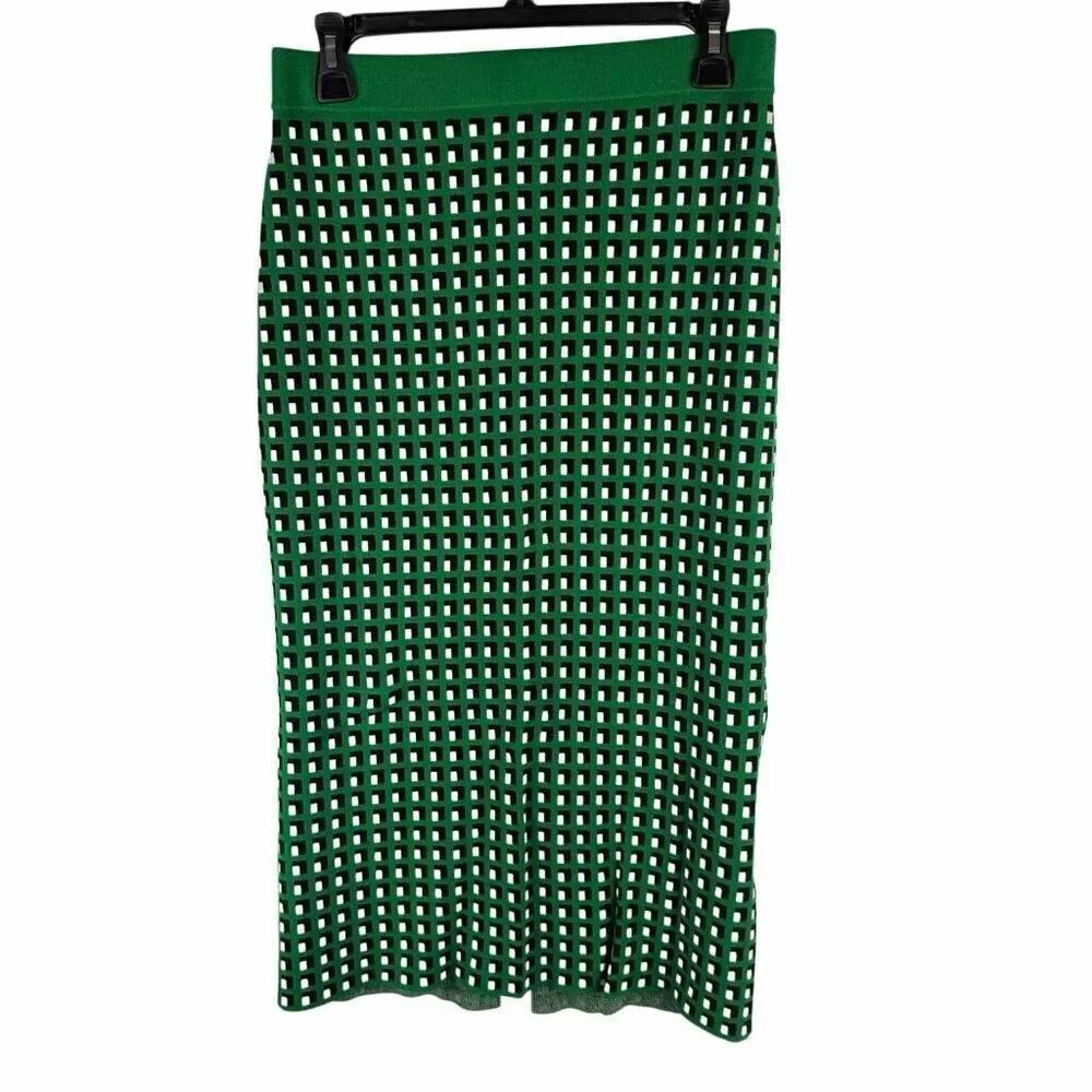 Banana Republic green, white, and black patterned tank sweater skirt- Size S
